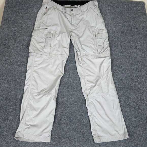 Duluth Trading Cargo Pants‎ Mens XL 34 (38x31.5) Cream Nylon Elastic Waist Adult - Picture 1 of 8